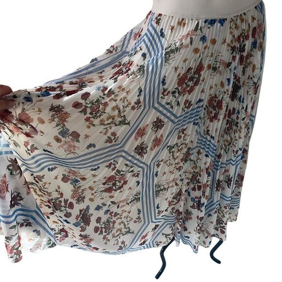 Aritzia Wilfred Womens Skirt Size M Multicolor Midi Pleated Chiffon Elastic Wais - Picture 2 of 9